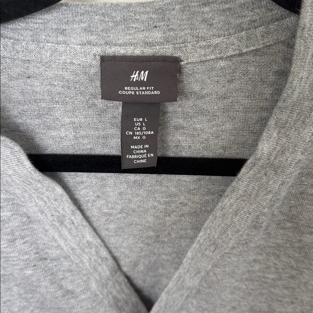 Men’s H & M 100% cotton gray grandpa V-neck holiday preppy cardigan size Large